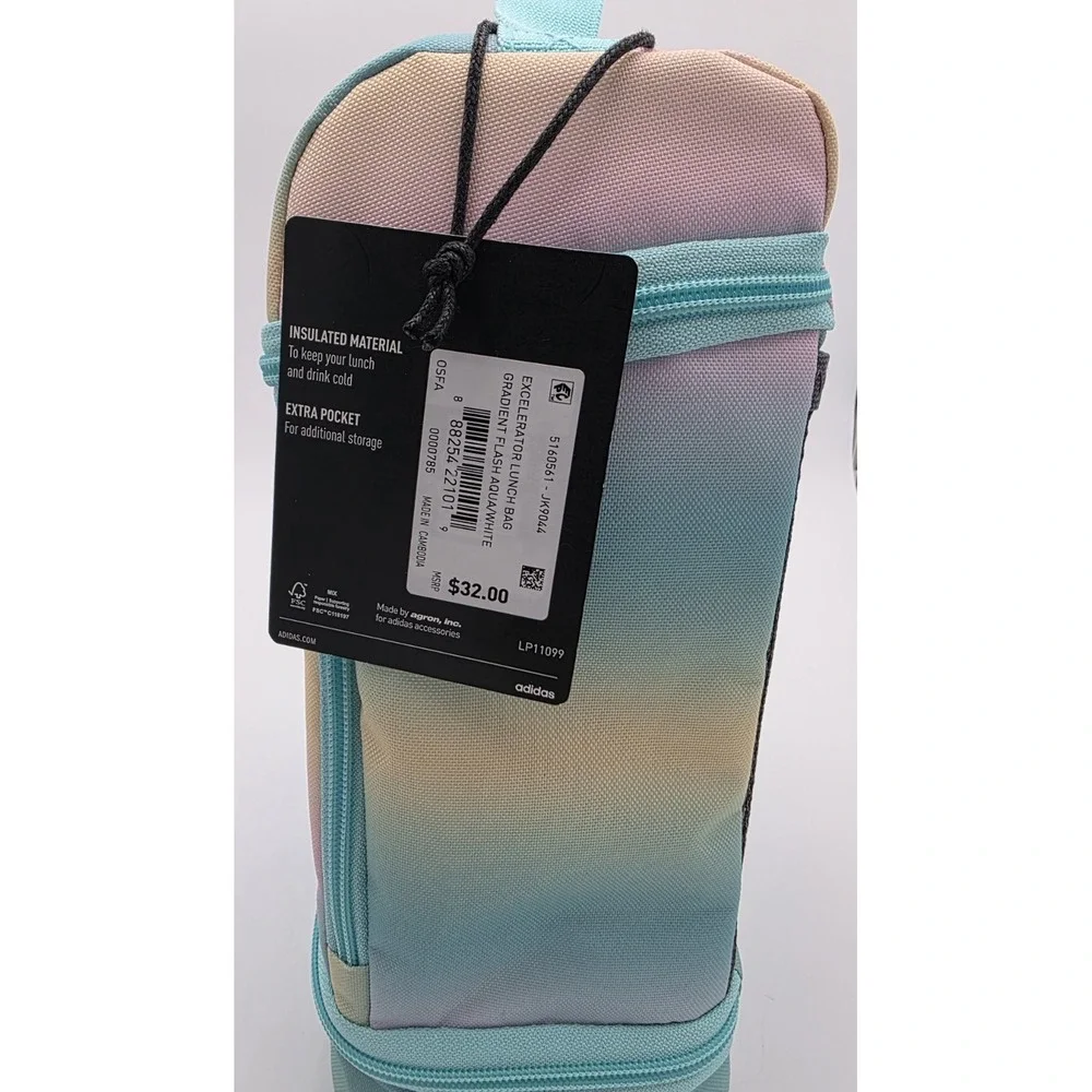Adidas Excelerator Insulated Lunch Bag In Flash Aqua‎ w/ Extra Pocket New #0161